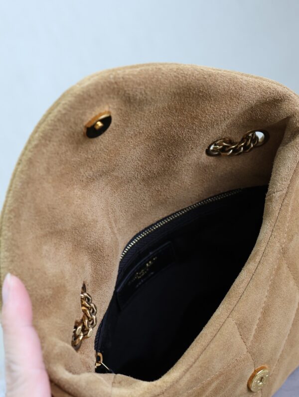sy_no_D238128E13AD8870CF625507563ECEAF_7 YSL Loulou Mini Double-Chain Bag – Mustard Yellow Suede