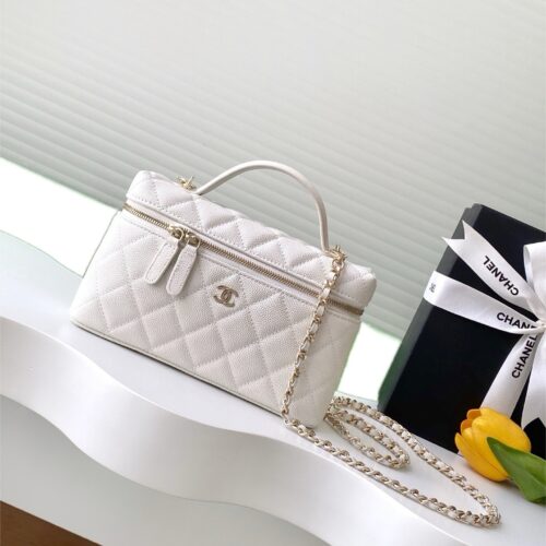 Chanel Caviar Leather Box Bag with Top Handle (Size 25)