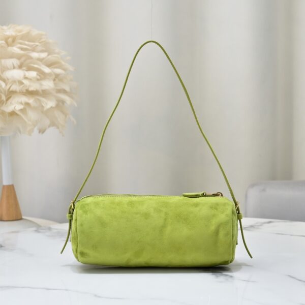 sy_no_D327A7DB1633C1890F9AD21C6DD3ABE2_2 Avocado Green Leather Cylindrical Underarm Shoulder Bag
