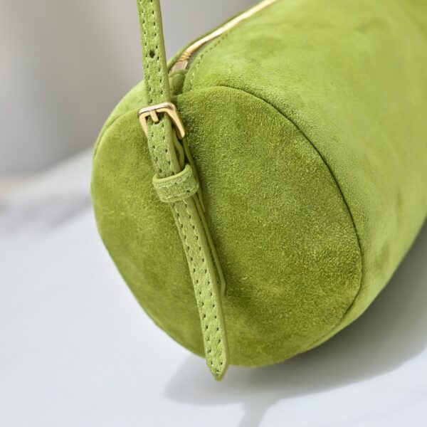 sy_no_D327A7DB1633C1890F9AD21C6DD3ABE2_4 Avocado Green Leather Cylindrical Underarm Shoulder Bag