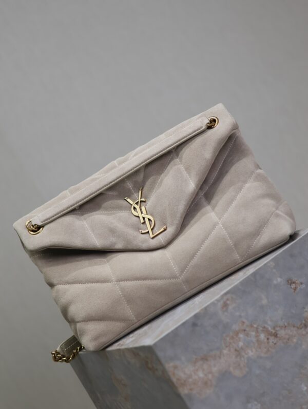 sy_no_D4A7F61AD1851505572F375E6C1F0C51_1 YSL Loulou 35cm Shoulder Bag – Light Gray Suede