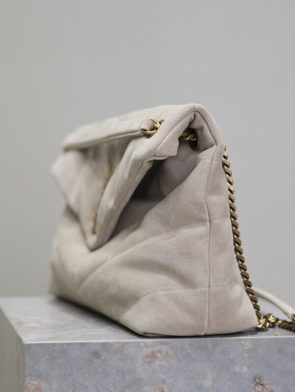 sy_no_D4A7F61AD1851505572F375E6C1F0C51_4 YSL Loulou 35cm Shoulder Bag – Light Gray Suede