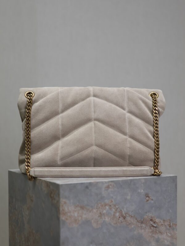sy_no_D4A7F61AD1851505572F375E6C1F0C51_5 YSL Loulou 35cm Shoulder Bag – Light Gray Suede