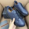 Navy Blue Textured Leather Vibram® Lug-Sole Slip-On Sneakers