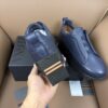 Navy Blue Textured Leather Vibram® Lug-Sole Slip-On Sneakers