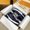 sy_no_D56E970951E478FC5B0B1AC07B1EE1EA_4 Louis Vuitton LV Skate Navy Blue Leather Retro Skate Sneakers