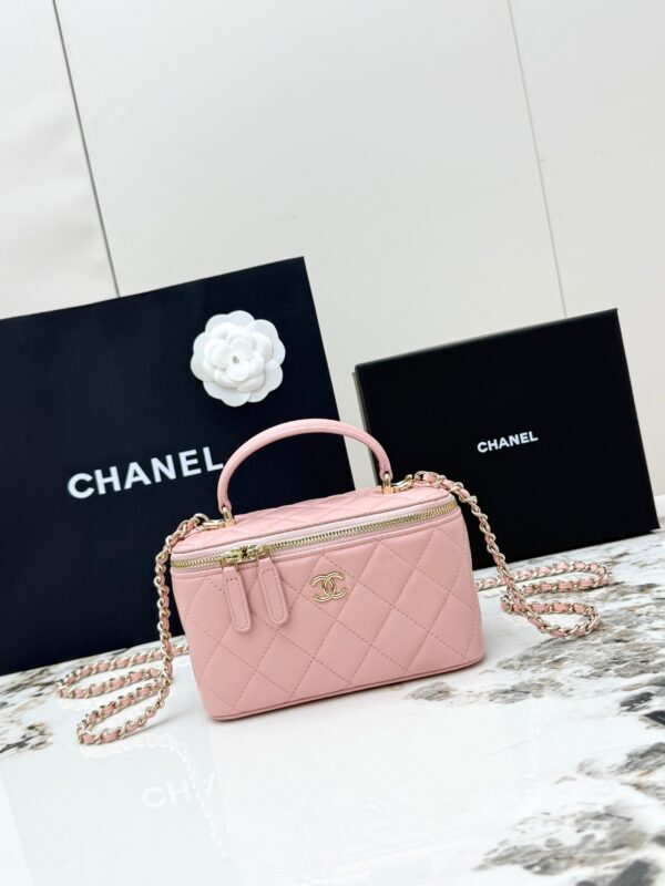 sy_no_D705A9B307C524070271F0BBAB3EB2C9_0 Chanel Vanity Case with Handle – Quilted Lambskin Chain Bag (Pink)