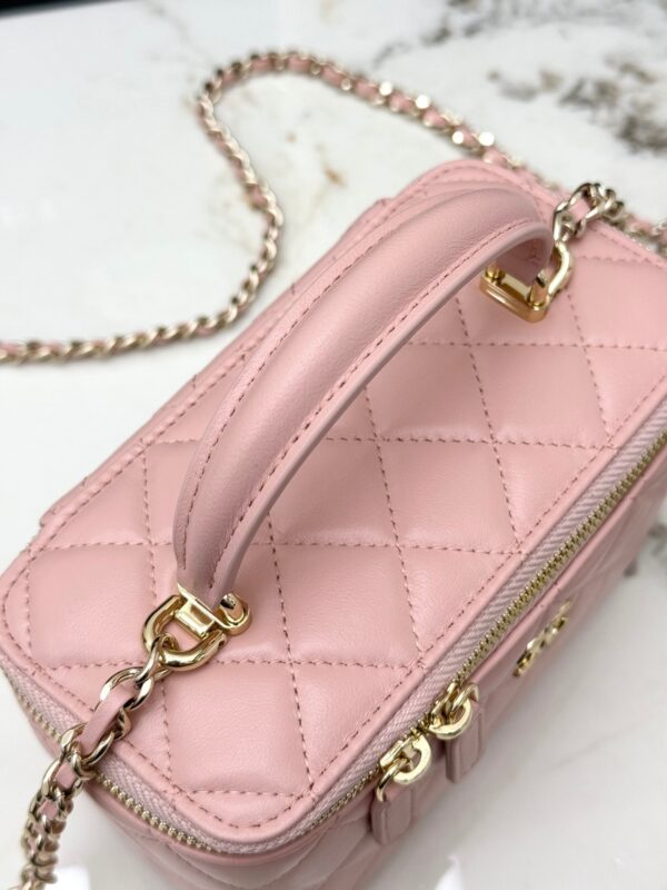 sy_no_D705A9B307C524070271F0BBAB3EB2C9_5 Chanel Vanity Case with Handle – Quilted Lambskin Chain Bag (Pink)
