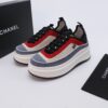 Blue, Red & Beige Suede Platform Chunky Sneakers