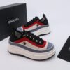 Blue, Red & Beige Suede Platform Chunky Sneakers