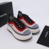 Blue, Red & Beige Suede Platform Chunky Sneakers