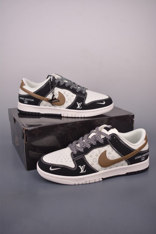 sy_no_D89784FB9AC17C9CACA8B770CCC00317_4 Louis Vuitton x Nike Dunk Low Custom – Brown Swoosh / Monogram