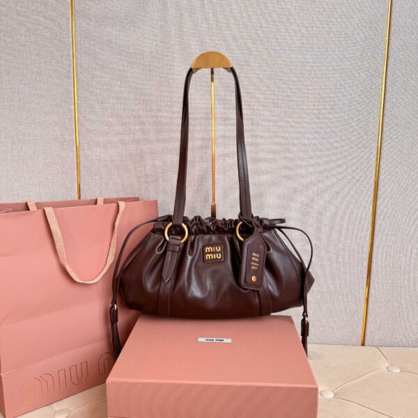 sy_no_D972056DE3977368AE2F0FE682AAA980_2 Chocolate Brown Archive-Inspired Drawstring Ruched Shoulder / Underarm Bag