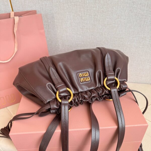 sy_no_D972056DE3977368AE2F0FE682AAA980_3 Chocolate Brown Archive-Inspired Drawstring Ruched Shoulder / Underarm Bag