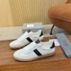 Cream & Dark Brown Retro Low-Top Sneakers