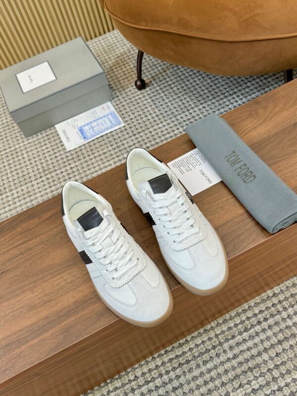 Cream & Dark Brown Retro Low-Top Sneakers