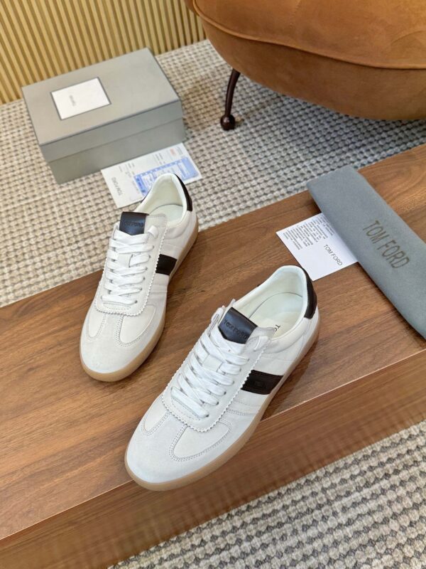Cream & Dark Brown Retro Low-Top Sneakers