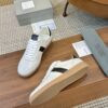Cream & Dark Brown Retro Low-Top Sneakers