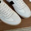 Cream & Dark Brown Retro Low-Top Sneakers