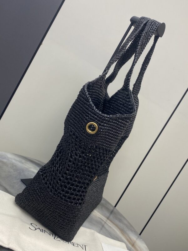 sy_no_DA0D74B2968D6EE78D6D886789893470_2 YSL Small Icare Woven Tote – Black & Gold