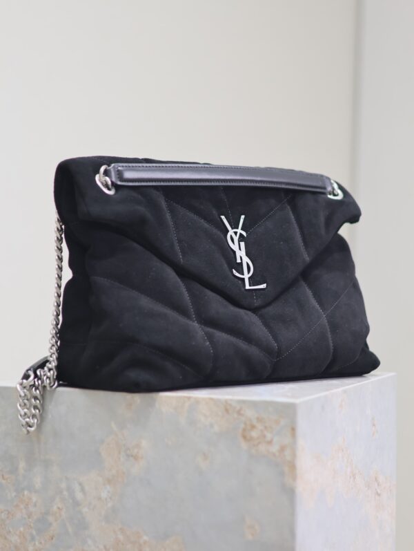 sy_no_DAB9878E509FC1876C20E1DBE47C2785_3 YSL Loulou 35cm Shoulder Bag – Black Suede
