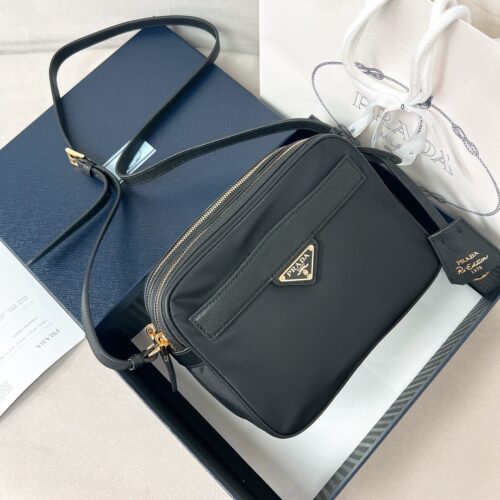sy_no_DB9FB09FEA135D4249592A6708F91EDA_0 Prada Nylon Shoulder/Crossbody Bag with Leather Shoulder Strap