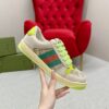 sy_no_DC1DD545DF32546B50FCCAE891FB394A_2 Gucci Screener Beige GG Canvas & Suede Sneaker with Neon Green Accents