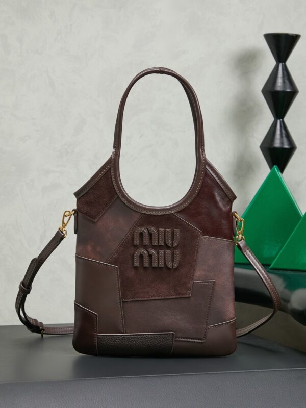 sy_no_DCAA339681ED9A31CFB625E1096E1D56_0 Miu Miu Spring/Summer Mixed-Material Mini Tote Bag – Briarwood color.