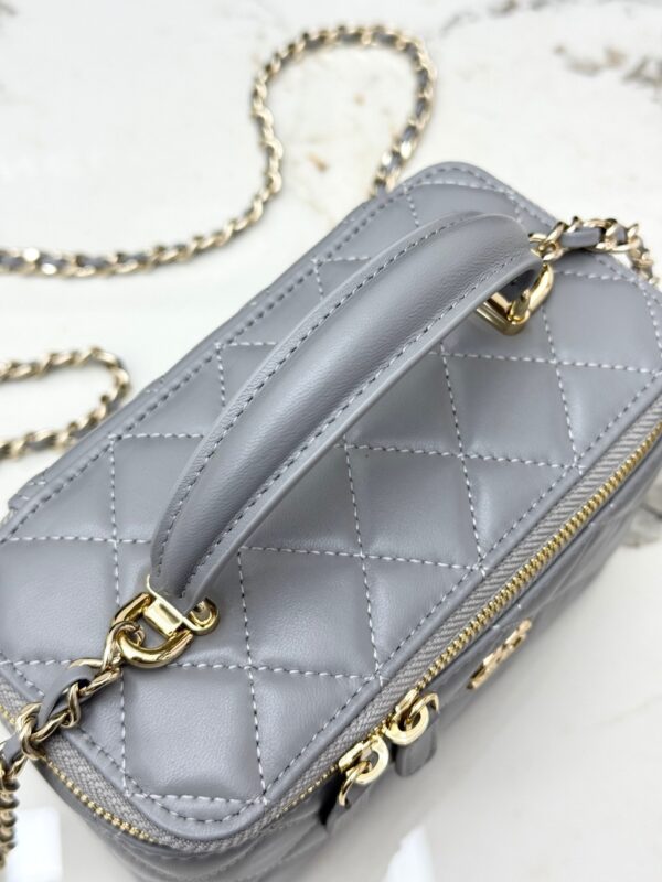 sy_no_DD5BC9ED40647F23C981098AA84878C7_5 Chanel Vanity Case with Handle – Quilted Lambskin Chain Bag (Grey)