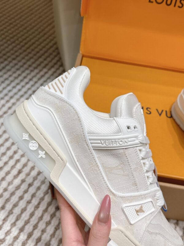 Louis Vuitton LV Trainer Maxi / LV Skate White & Cream Monogram Denim Sneakers