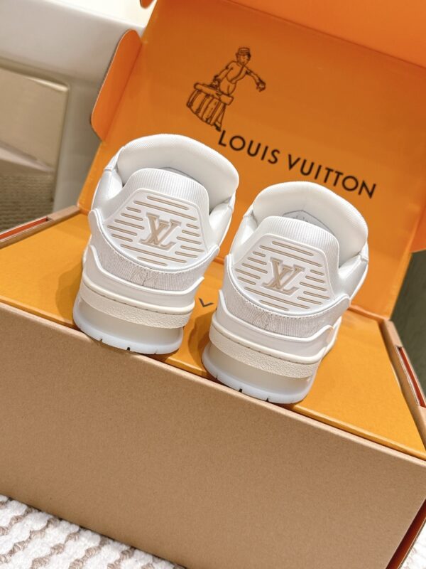 Louis Vuitton LV Trainer Maxi / LV Skate White & Cream Monogram Denim Sneakers