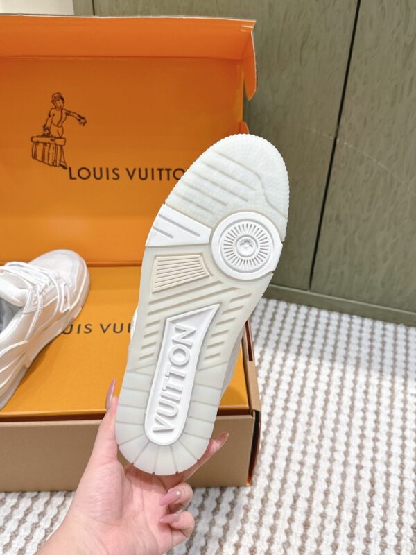 Louis Vuitton LV Trainer Maxi / LV Skate White & Cream Monogram Denim Sneakers