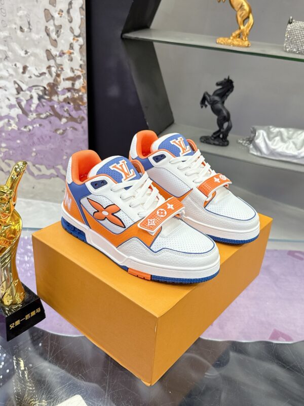 sy_no_DE85B6CE8E861434F7A78F8702FD9FDA_1 Louis Vuitton LV Trainer Orange, Blue & White Retro Sneakers