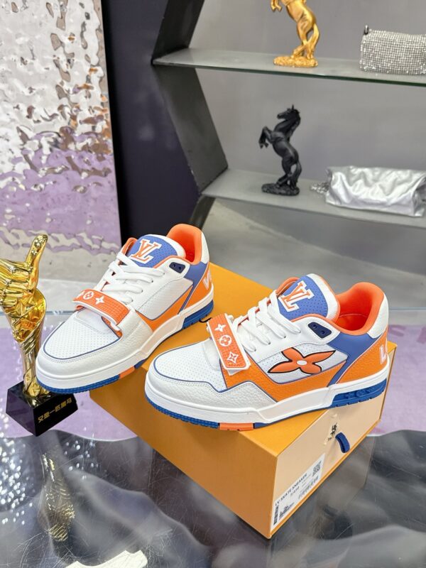 sy_no_DE85B6CE8E861434F7A78F8702FD9FDA_3 Louis Vuitton LV Trainer Orange, Blue & White Retro Sneakers
