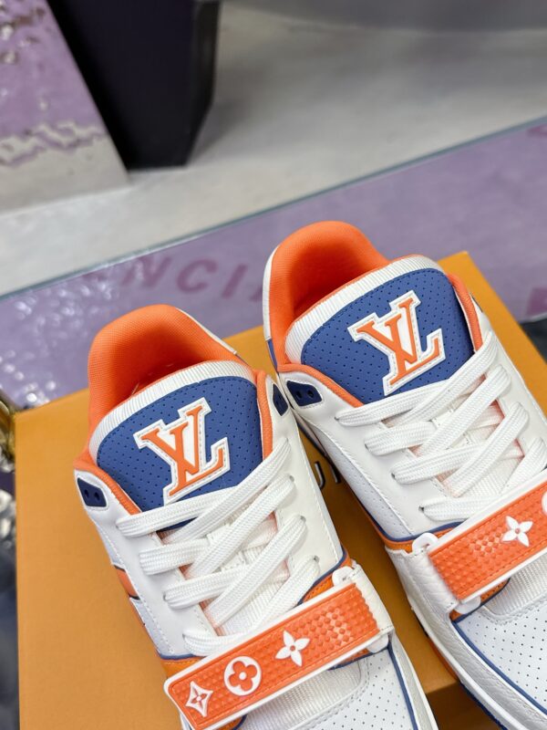 sy_no_DE85B6CE8E861434F7A78F8702FD9FDA_6 Louis Vuitton LV Trainer Orange, Blue & White Retro Sneakers