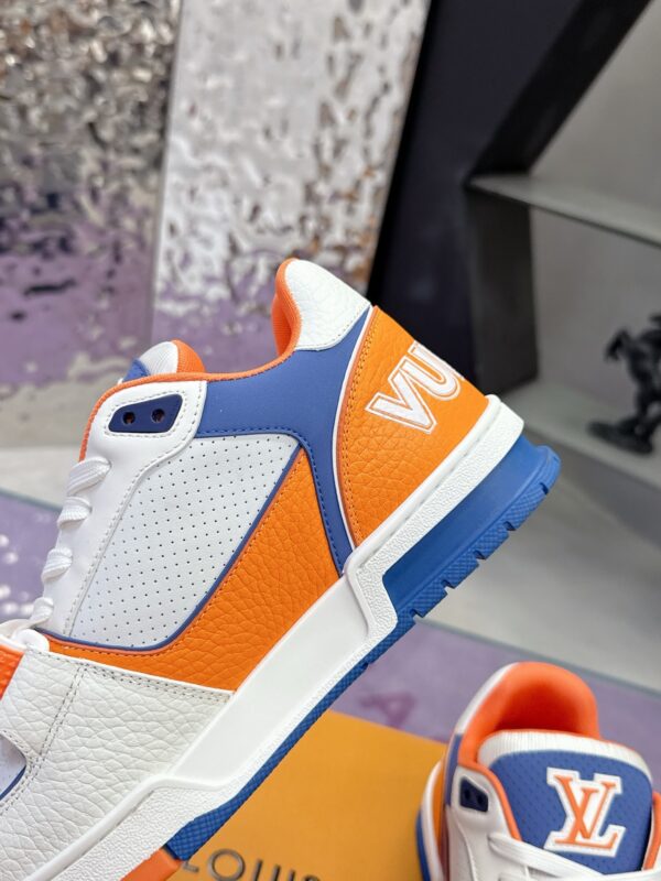 sy_no_DE85B6CE8E861434F7A78F8702FD9FDA_7 Louis Vuitton LV Trainer Orange, Blue & White Retro Sneakers
