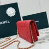 Red Quilted Textured Calfskin WOC Chain Wallet