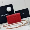 Red Quilted Textured Calfskin WOC Chain Wallet