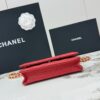 Red Quilted Textured Calfskin WOC Chain Wallet