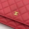 Red Quilted Textured Calfskin WOC Chain Wallet