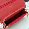 Red Quilted Textured Calfskin WOC Chain Wallet