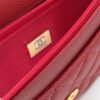 Red Quilted Textured Calfskin WOC Chain Wallet