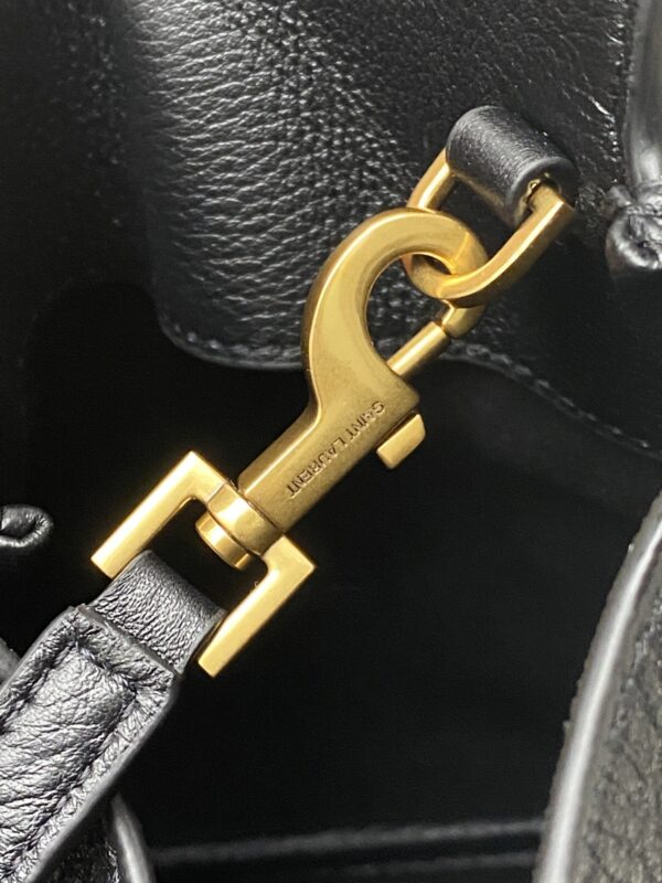 Bea Small Tote Bag – Black Textured Suede & Gold
