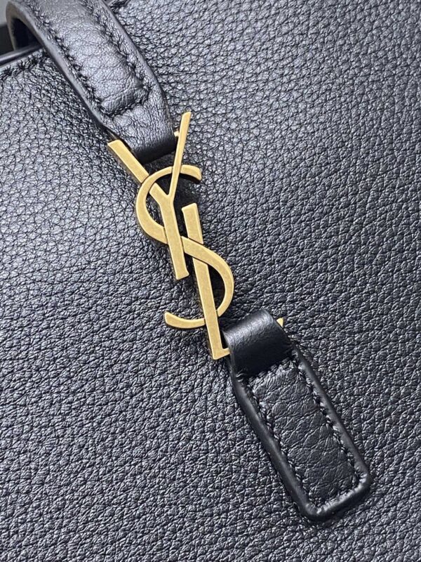 Bea Small Tote Bag – Black Textured Suede & Gold