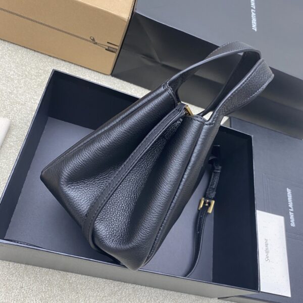 Bea Small Tote Bag – Black Textured Suede & Gold