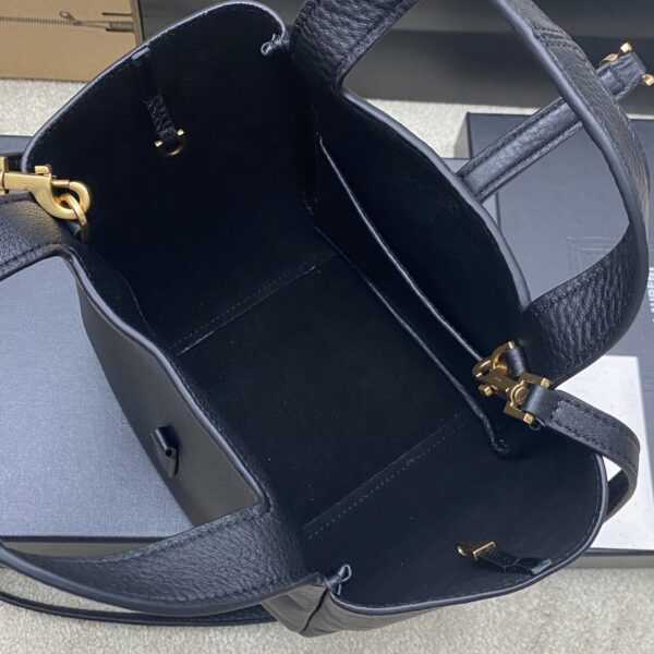 Bea Small Tote Bag – Black Textured Suede & Gold