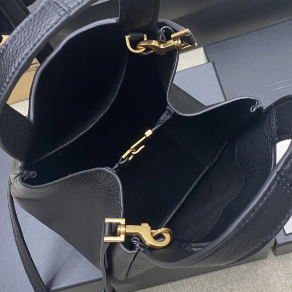 Bea Small Tote Bag – Black Textured Suede & Gold
