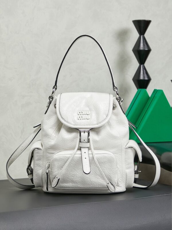 sy_no_DF75F3F66EEC35E4576DEB1BEE16ABEE_0 Miu Miu Medium Calfskin Backpack/Crossbody/Handbag with Crackled Finish