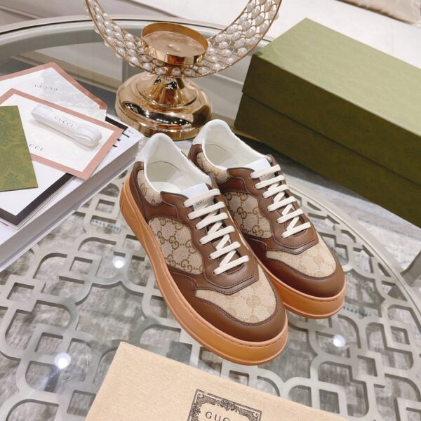 sy_no_DF7C8FECD0EA50EE29FDC48701604CED_1 Gucci Re-Web Mocha Brown GG Canvas Platform Sneakers