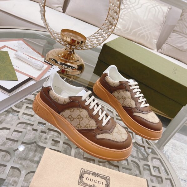 sy_no_DF7C8FECD0EA50EE29FDC48701604CED_2 Gucci Re-Web Mocha Brown GG Canvas Platform Sneakers